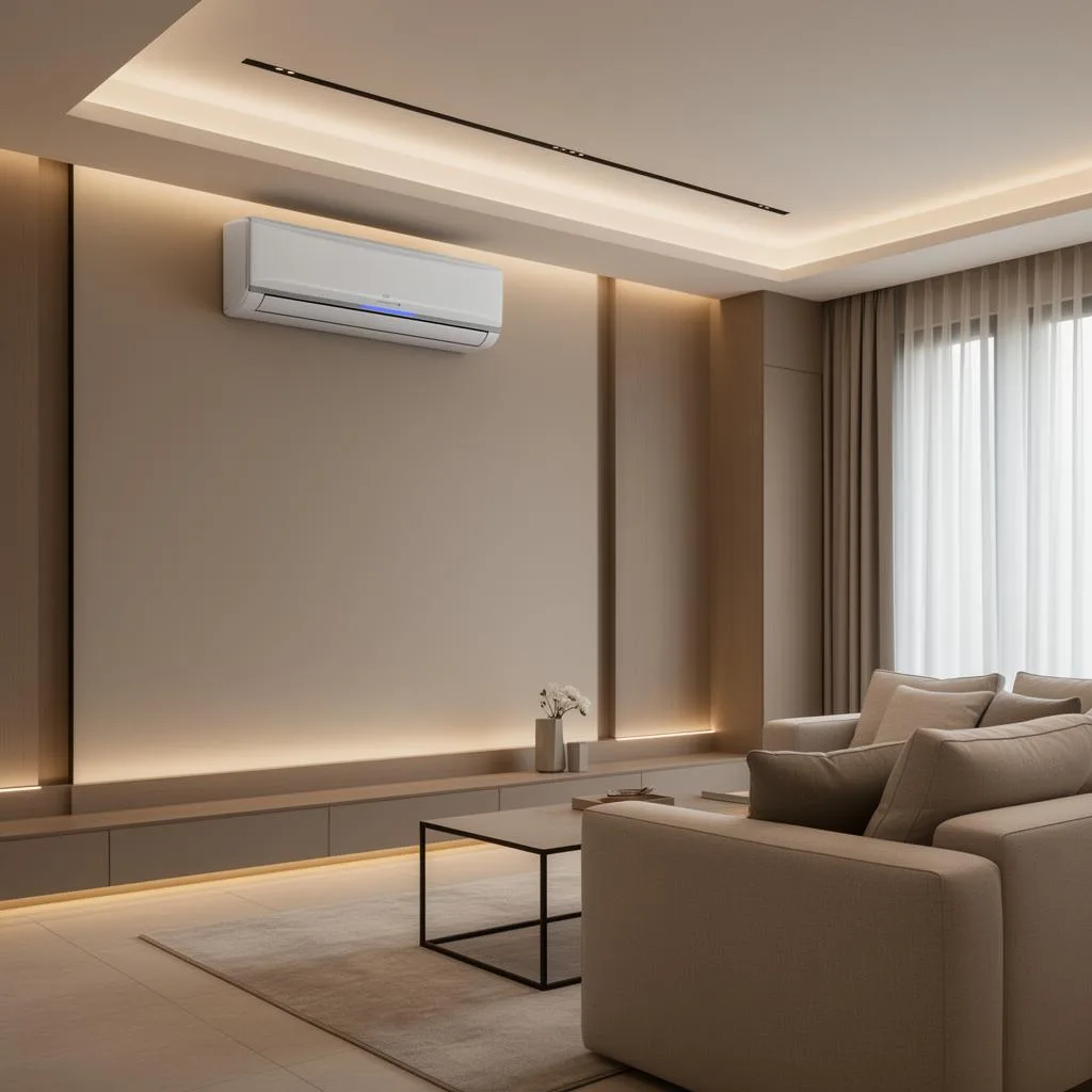 Climatisation réversible Garons – TUY'EAU ET CIE Climatisation réversible installée par TUY'EAU ET CIE dans un salon à Garons (Gard)