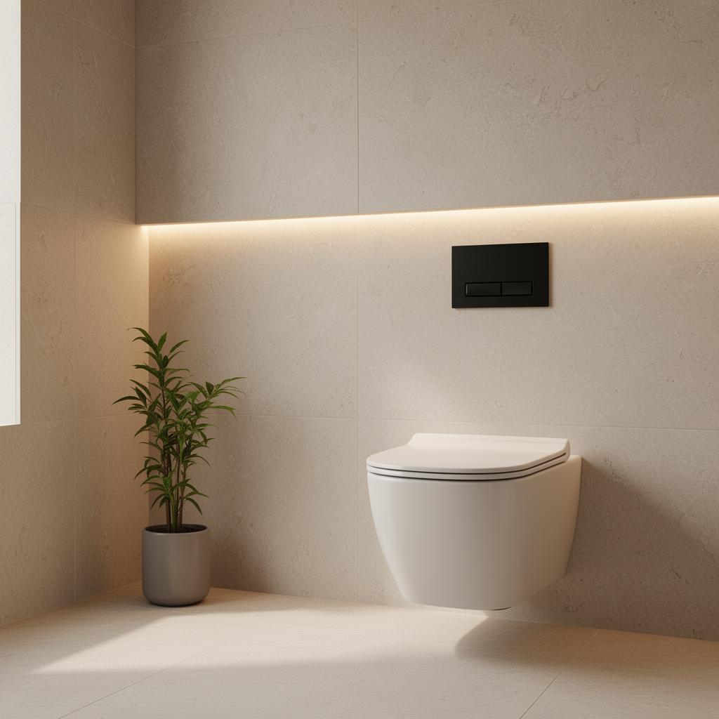 Installation WC suspendu Gard – plombier TUY'EAU ET CIE Installation de WC suspendu avec bâti-support dans une salle de bain moderne dans le Gard